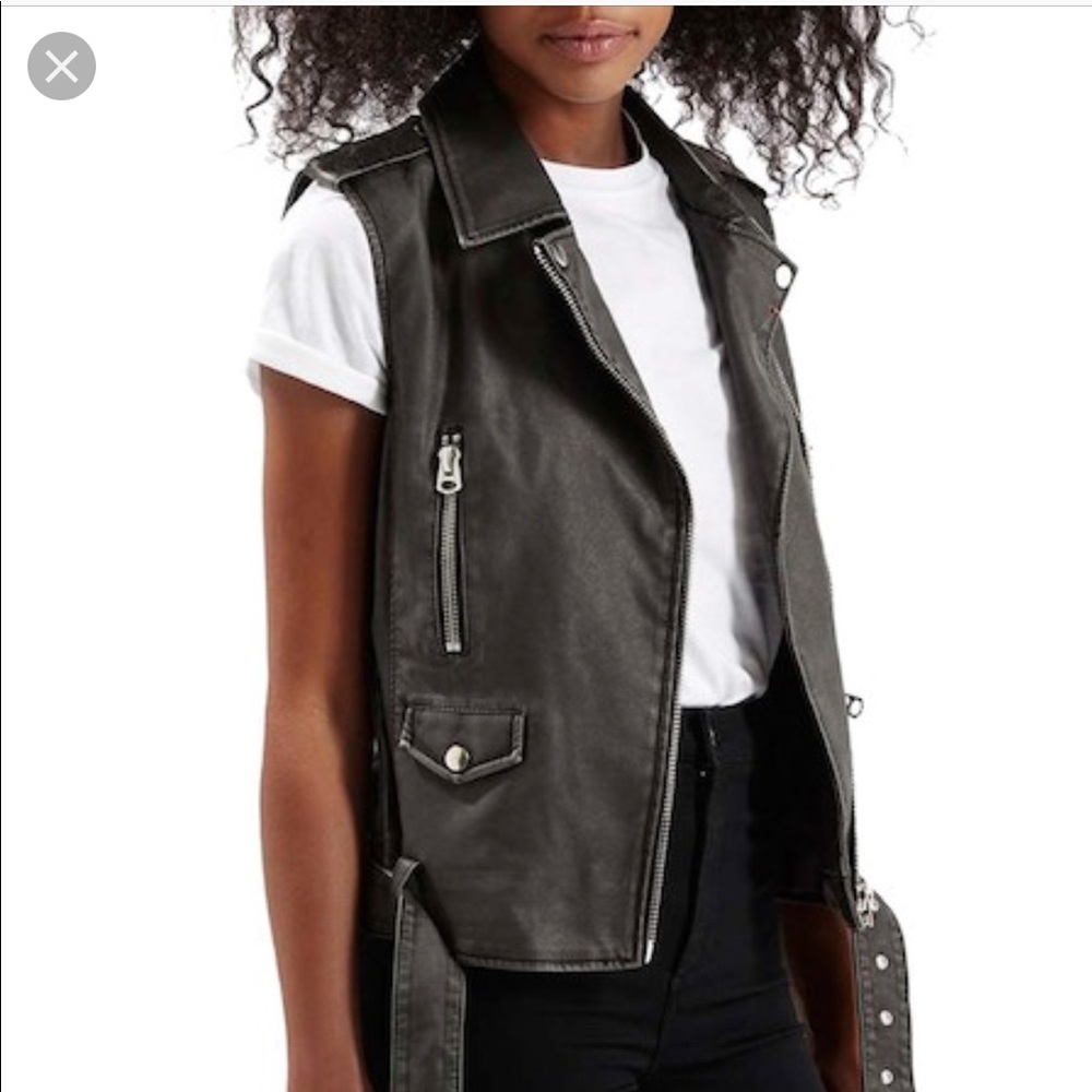 Topshop Sylvia faux leather vest